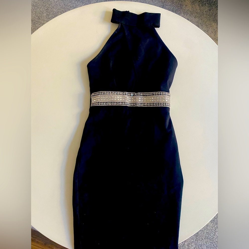 Black Halter cocktail party dress